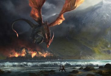 Les dragons de Tolkien Smaug attaquant Esgaroth